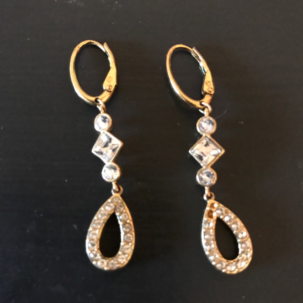 Swarovski dangly gold earrings